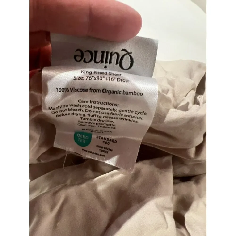 Quince Organic Bamboo King Fitted Sheet Sand NWOT